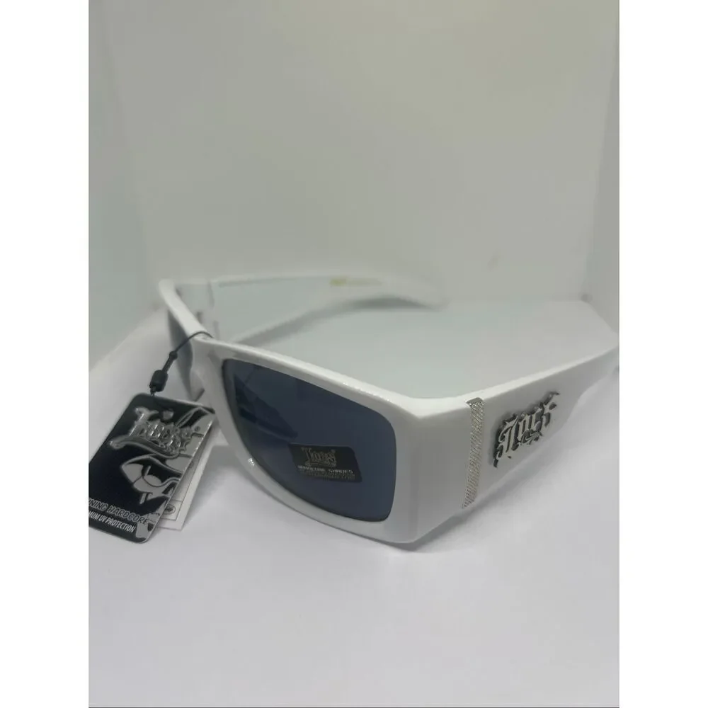 Locs White Frame Black Smoke Lens Sunglasses UV400 Hardcore Shades